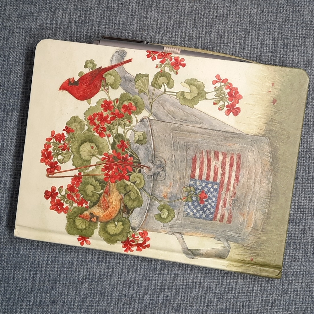 Journal Hardcover Lined Paper Pen Flowers Watering Can Garden Cardinal Keepsake